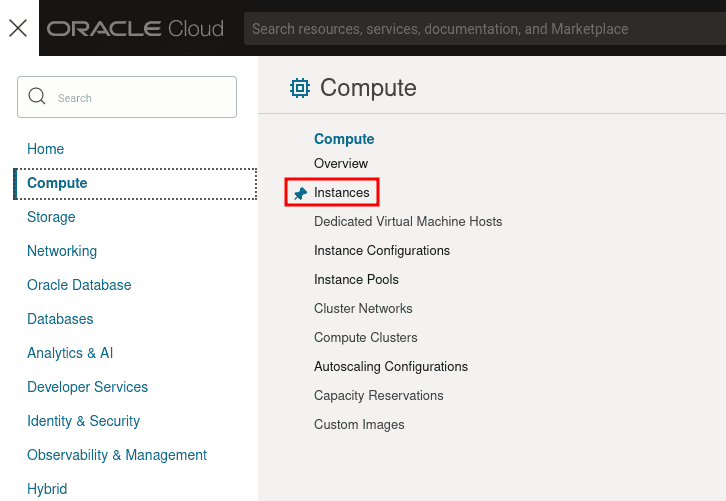 oracle cloud hamburger menu